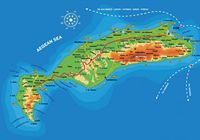 Mapa físico de la isla de Kos en Mar Egeo. Haga clic para ampliar la imagen.