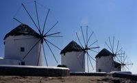 L'île de Mykonos. Les moulins de Mykonos. Cliquer pour agrandir l'image.