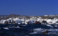 L'île de Mykonos. Le port de Mykonos. Cliquer pour agrandir l'image.