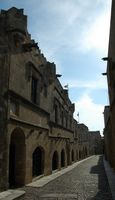 Perhaps the chaplain's house in France, Street of the Knights in Rhodes. Click to enlarge the image.