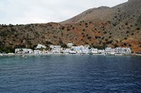 Le village d’Anopoli en Crète. Le port de Loutro. Cliquer pour agrandir l'image.