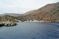 Le village d’Anopoli en Crète. Le port de Loutro. Cliquer pour agrandir l'image.