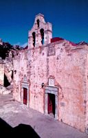 Le village d’Assomatos en Crète. L'église Saint-Jean de Moni Prévéli. Cliquer pour agrandir l'image.