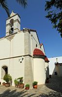 Le village de Kritsa en Crète. L'église Notre-Dame Hodigitria. Cliquer pour agrandir l'image.