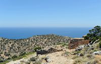 La presqu’île de l’Akrotiri en Crète. L'ermitage de la grotte de l'Arkoudia. Cliquer pour agrandir l'image.