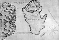 La presqu’île de l’Akrotiri en Crète. Projet de forteresse sur l'îlot de Marati (source Giuseppe Gerola, 1902). Cliquer pour agrandir l'image.