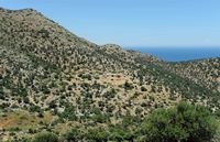 La presqu’île de l’Akrotiri en Crète. Les gorges d'Avlaki près du monastère du Katholiko. Cliquer pour agrandir l'image.