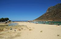 La presqu’île de l’Akrotiri en Crète. La plage orientale de Stavros. Cliquer pour agrandir l'image.