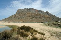 La presqu’île de l’Akrotiri en Crète. La montagne de Stavros. Cliquer pour agrandir l'image.