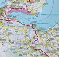 Le village de Souda en Crète. Carte routière des environs de la baie de Souda. Cliquer pour agrandir l'image.