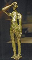 Le village de Tylissos en Crète. Figurine de bronze découverte à Tylissos (auteur Mary Harrsch). Cliquer pour agrandir l'image.