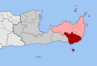 Le village de Ziros en Crète. Situation du canton de Ziros (auteur Pitichinaccio). Cliquer pour agrandir l'image.