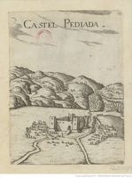 La ville d'Évangélismos en Crète. Gravure du Castel Pediada à Kastelli par Marco Boschini en 1651 (Bibliothèque Nationale de France). Cliquer pour agrandir l'image.