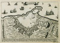 Les fortifications d’Héraklion en Crète. Carte ancienne de Jacob Peeters, 1690. Cliquer pour agrandir l'image.