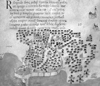 Les fortifications d’Héraklion en Crète. Croquis des fortifications par Cristoforo Buondelmonti vers 1420. Cliquer pour agrandir l'image.