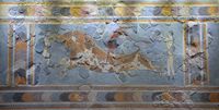 Le Musée archéologique d’Héraklion en Crète. Fresque de la tauromachie du site de Cnossos (auteur Carole Raddato). Cliquer pour agrandir l'image.