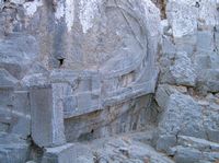 Exedra of the acropolis of Lindos in Rhodes. Click to enlarge the image.