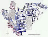 Le palais de Phaistos en Crète. Plan A du site de Phaestos. Cliquer pour agrandir l'image.