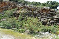 La ville de Pérama en Crète. Calcaires en plaquettes près de Sissès. Cliquer pour agrandir l'image.