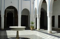 Le palais de la Bahia à Marrakech au Maroc. Petite cour du palais de la Bahia. Cliquer pour agrandir l'image.