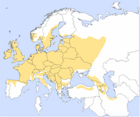 Frêne commun. Distribution europeenne. Cliquer pour agrandir l'image.