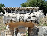 Le site de Didymes en Anatolie. Un chapiteau de pilastre de l'adyton. Cliquer pour agrandir l'image dans Adobe Stock (nouvel onglet).