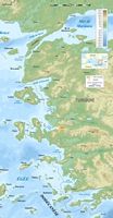 L'Anatolie en mer Égée. Carte de la côte égéenne (auteur Éric Gaba). Cliquer pour agrandir l'image.
