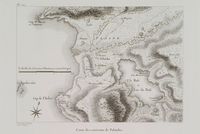 Le lac de Bafa en Anatolie. Carte du golfe de Latmos par le comte de Choiseul-Gouffier, 1782. Cliquer pour agrandir l'image.
