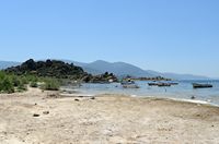 Le lac de Bafa en Anatolie. L'estran du lac sur la rive orientale. Cliquer pour agrandir l'image.