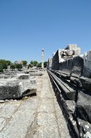 Le site de Didymes en Anatolie. La façade sud-ouest du temple. Cliquer pour agrandir l'image.