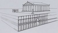 Le quartier civique d’Éphèse en Anatolie. Reconstitution du temple de Domitien. Cliquer pour agrandir l'image.