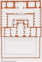 Le quartier du théâtre d'Éphèse en Anatolie. Plan du gymnase du théâtre. Cliquer pour agrandir l'image.