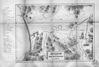 Le site archéologique d'Éphèse en Anatolie. Carte des environs d'Éphèse par Georg Weber en 1880. Cliquer pour agrandir l'image.