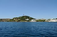 L'hôtel Salmakis à Bodrum en Anatolie. L'hôtel vu depuis la mer. Cliquer pour agrandir l'image.