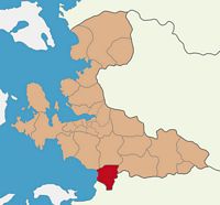 La ville de Selçuk en Anatolie. Situation du comté de Selçuk dans la province d'Izmir (auteur The Emirr). Cliquer pour agrandir l'image.