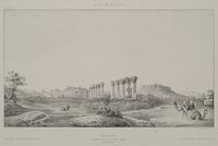 La ville de Selçuk en Anatolie. Gravure de l'aqueduc byzantin par Étienne Rey en 1843. Cliquer pour agrandir l'image.