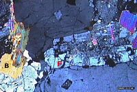 Granite. Feldspath et biotite. Cliquer pour agrandir l'image.