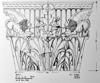 Le Temple de Mercure du Puy de Dôme. Dessin de reconstitution d'un parement de marbre. Cliquer pour agrandir l'image.