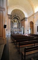 The Sanctuary of Sant Salvador in Felanitx Mallorca - The nave of the church. Click to enlarge the image in Adobe Stock (new tab).