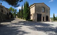 The Finca Els Calderers Sant Joan Mallorca - The old barn today multipurpose room. Click to enlarge the image in Adobe Stock (new tab).