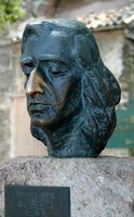 Het kartuizerklooster van Valldemossa in Majorca - Standbeeld van Frederic Chopin. Klikken om het beeld te vergroten.