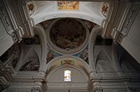 La Chartreuse de Valldemossa à Majorque. Plafond de l'église de la chartreuse. Cliquer pour agrandir l'image.