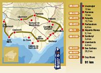 Le comté du Migjorn à Majorque. Circuit de découverte. Cliquer pour agrandir l'image.