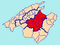 O condado da Pla de Mallorca em Maiorca - Situação (autor Joan M. Borràs). Clicar para ampliar a imagem.
