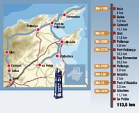 Le comté du Raiguer à Majorque. Circuit de découverte du comté. Cliquer pour agrandir l'image.