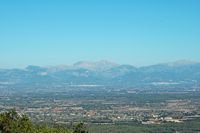 Serra de Tramuntana e Puig Major vistos desde o santuário de Cura. Clicar para ampliar a imagem.