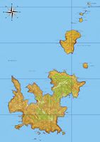 La isla de Cabrera en Mallorca - Mapa en relieve del archipiélago. Haga clic para ampliar la imagen.