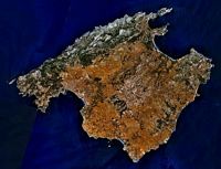 Eiland Majorca - Bekijk satellietbeelden van het eiland. Klikken om het beeld te vergroten.