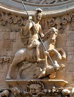 Het Franciscaner klooster van Palma de Mallorca - Heilige Joris de draak indijkt. Klikken om het beeld te vergroten.