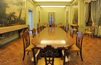 O palácio March em Palma de Maiorca - A sala de jantar do palácio. Clicar para ampliar a imagem.